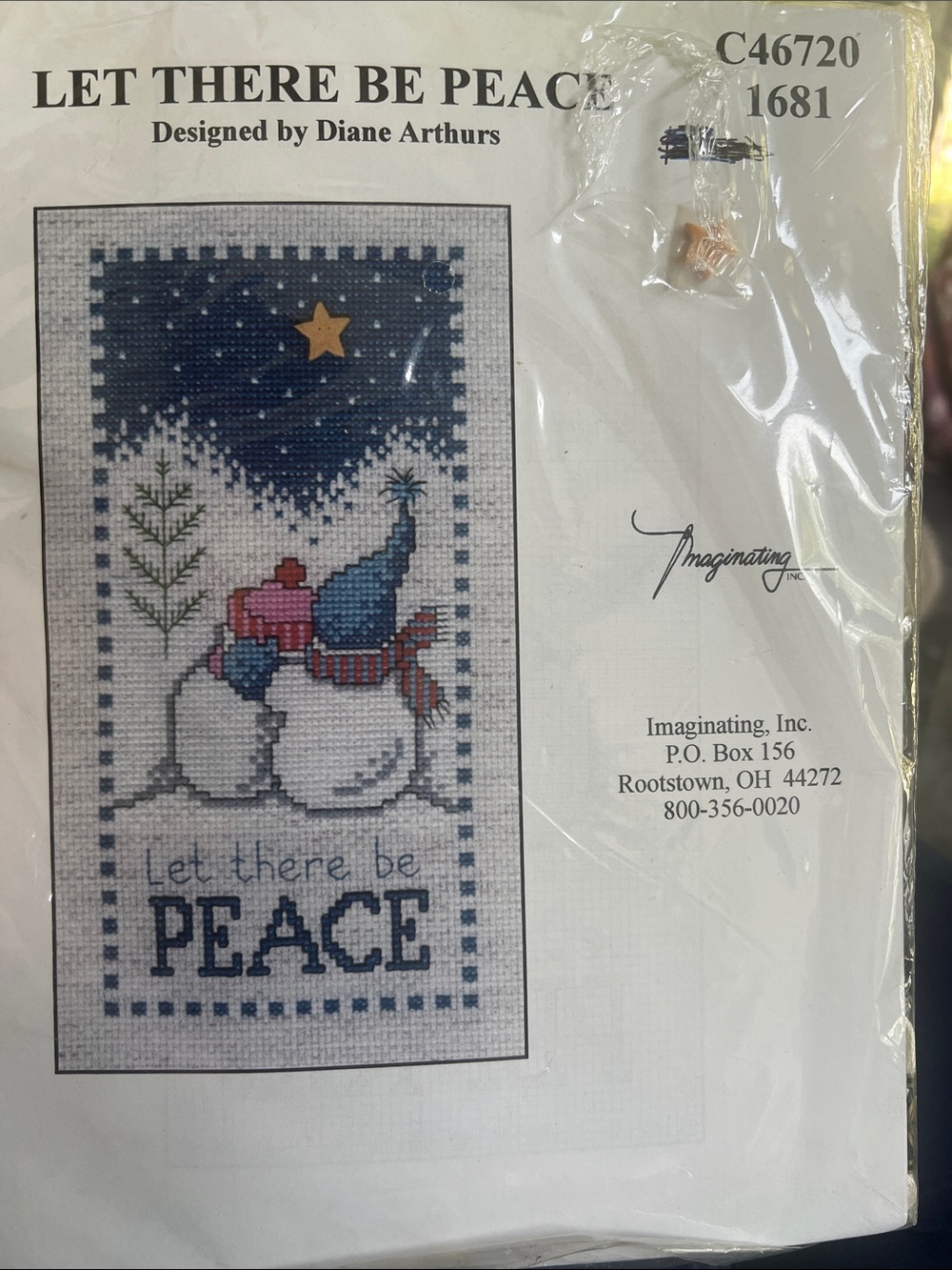 'Let There Be Peace' Blue & White Holiday Cross-Stitch Kit by Imaginating, Inc